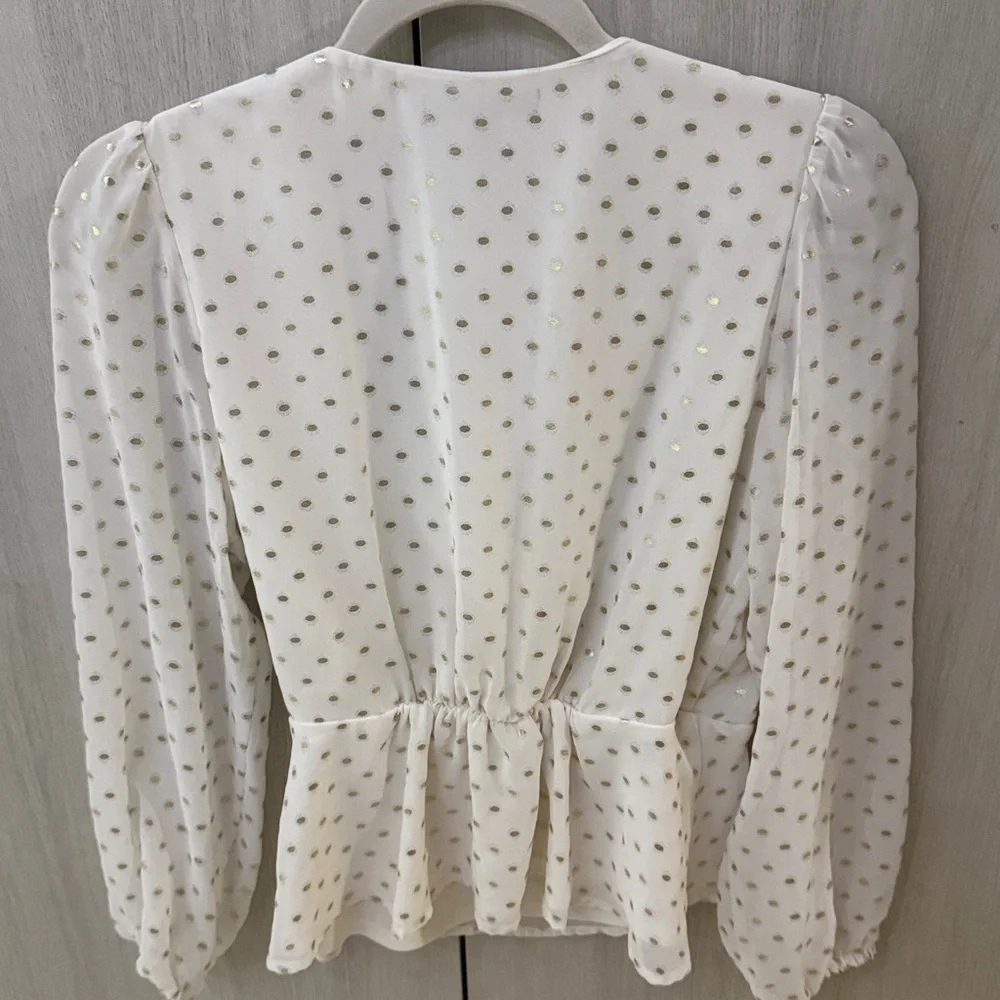 Moving Sale 🛍️Banana Republic Cream Gold Dot Wrap Blouse - Picture 5 of 7
